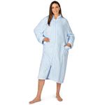 PAVILIA Womens Housecoat Zip Robe, Fleece Zip Up Front Robe Bathrobe, Plush Warm Zipper House Coat Lounger with Pockets, Long, Wine, Large-X-Large