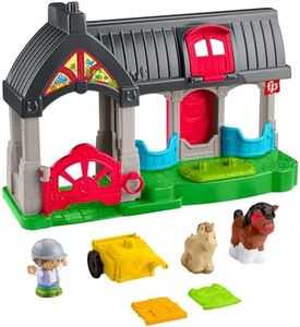 Fisher-Price Little People Toddler Toy Friendly Horses Stable Playset with Sounds, Figures & Accessories for Kids Ages 1+ Years, HWR84