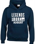 JLB Print Legends are Born in August Funny Cool Premium Quality Unisex Hoodies for Men, Women and Teens Navy