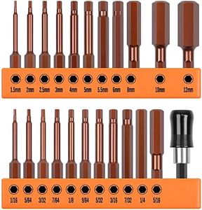 HORUSDY 23-Piece Hex Key Head Drill Bit Set, S2 Steel, Metric & SAE Hex Bit Set Allen Wrench Bits 2.3" Long S2 Steel with Bit Holder