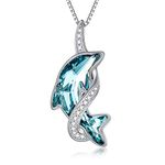 TOUPOP Dolphin Necklace for Women s925 Sterling Silver Dolphin Pendant Jewellery, Silver Necklace for Women Dolphin gifts Ocean Beach Theme Birthday Gifts for Her Mum Wife Friends