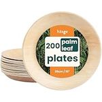 HAAGO Compostable Palm Leaf Plates - Eco-Friendly Disposable Tableware for Picnics, Safe for Freezer & Microwave (200, 25cm / 10" Round)