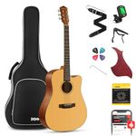 Donner Acoustic Guitar for Adult Beginners, Full Size 4/4 Cutaway Guitar Package 41'' Spruce Mahogany with Gig Bag Tuner Strap Strings Capo Picks (DAG-1C)