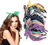 6 Pcs Colorful Headbands, Fashion Floral Polka Dot Stripe Hair Bow Headbands Randomly, Lovely Ears Hairbands Knot Hair Bands Hair Accessories for Women, Girls