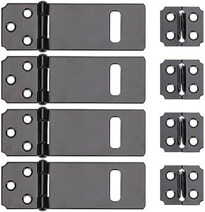 3Inch Lock Hasp Latch, 4 Pack Black Hasp Latch Padlock Hasp Door Slide Latch Safety Packlock Clasp Gate Locks for Wooden Fence, Pet Cage, Cabinet, Window, Garden, Yard