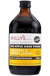 Willy's ACV Organic Live Probiotic Apple Cider Vinegar with Mother for Gut Health - Fresh Turmeric, Honey & Black Pepper (1 x 500ml), white