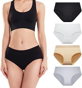 SERISIMPLE Viscose Bamboo Women Luxury Underwear Silky Comfy Ultra Soft Briefs Breathable Stretch High&Mid Waist Panties 4 pack (Mid-Assorted, XX-Large)