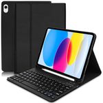 iPad 10th Generation Case with Keyboard 10.9 inch 2022 - Lightweight Smart Cover with Auto Wake/Sleep- Wireless Detachable Folio Keyboard Case for iPad 10th Generation 2022 - Black