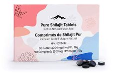 Pure Shilajit Tablets 90ct. (200mg Each) - Plant Derived Fulvic Minerals for Metabolism and Immune System Support