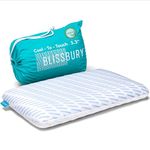 BLISSBURY 8.5cm Cooling Super Thin Pillow for Sleeping | Flat Pillow for Stomach Sleeper & Back Sleeper | Cool-to-Touch Memory Foam Stomach Sleeping Pillow | Removable Cool-Tech Pillow Case