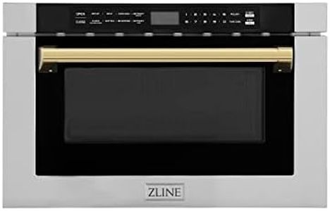 ZLINE Autograph Edition 24" 1.2 cu. ft. Built-in Microwave Drawer with a Traditional Handle in Stainless Steel and Gold Accents
