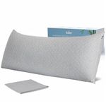 Shredded Memory Foam Full Body Pillow – Cooling Huggable Long Pillow for Body Relief - with Soft Zippered Washable Cover，20 x 54 inches - Grey