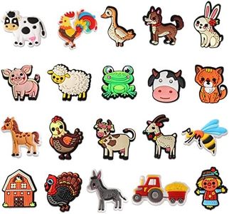 mortd Farm Animals Shoe Decoration Charms, 20PCS Cow Dog Hen Sheep Pig Shoe Charms Fit for Shoe Wristband Sandals Decor, PVC Shoe Charm Accessories for Party Favors Birthday Gifts, Polyvinyl Chloride