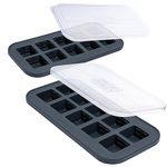 Souper Cubes 2 Tbsp (30 mL) Silicone Freezer Molds with Lids - Perfect for Freezing Herbs, Butter, Juice and More - Baby Food Freezer Tray - Charcoal – 2-Pack