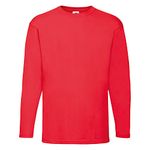 Fruit of the Loom Mens Long Sleeve Value T Shirt Red L