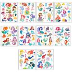 Mermaid Temporary Tattoos for Girls,Kids,10 Sheets Kids Tattoos Waterproof Fake Tattoos Mermaid Cartoon Tattoo Stickers for Children's Stick on Tattoos Mermaid Theme Birthday Gift Party Bag Filler