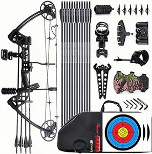 Lanneret Compound Bow and Archery Sets - Right Hand Archery Compound Bows 0-70 lbs Draw Weight Adjustable for Adults and Beginners，Hunting Bow Kit for Beginner，Black Righthanded