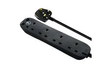 Masterplug Four Socket Power Surge Protected Extension Lead - Black