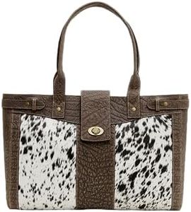 Western Top Handle Bag for Women - Upcycled Cotton Hairon Leather Handbag