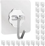 perpetual Adhesive Hooks 13.2LB(Max) Heavy Duty Self Adhesive Hooks Transparent Waterproof and Oilproof Wall Hooks for Kitchen Bathroom Shower Door Outdoor Home Improvement Utility Hook (Set of 20)