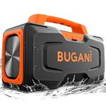 BUGANI Bluetooth Speakers, 80W Powerful Portable Wireless Speaker IPX7 Waterproof Speaker, Outdoor Loud Speaker with Handle 24H Playtime, Support Karaoke Mic AUX USB Suitable for Party, Pool, Singing