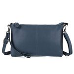 befen Small Leather Purses for Women Crossbody Leather Wristlet Clutch Wallet Purses - Gray Blue