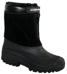 Adults Waterproof Sole Fur Lined Rain Snow Ski Mucker Boots Size 3-8 (UK5, Black Zip)