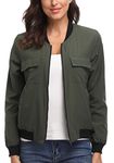 MISS MOLY Bomber Jacket Womens Flight Jacket Zip Up Lightweight Jacket Multi-Pocket Green Medium