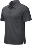 CRYSULLY Polo Shirts for Men Golf Shirt Short Sleeve Tactical Performance Polo T Shirts Dry Fit for Work, Fishing, Hiking Grey L