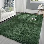 Pettop Shag Area Rug Fluffy Carpets, 3x5 Feet Deep-Green Rugs for Living Room Bedroom Girls Kids Room Nursery Home Decor, Upgrade Anti-Skid Durable Rectangular Rug, Deep-Green