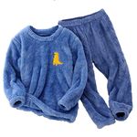 Boys Girls Fleece Pajama Set Winter Warm Plush Tops and Bottoms Soft Comfy 2 Piece Loungewear for Unisex Child PJS