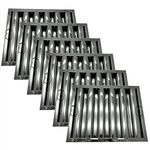 HOODMART 16x20 Hood Filters with Clips, Set of 6, Stainless Steel Baffle Filter Replacement for Restaurants and Commercial Kitchen Range