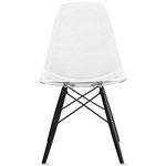 2xHome 2xhome - Clear - Plastic Side Chair Black Wood Legs Eiffel Dining Room Chair - Lounge Chair No Arm Arms Armless Less Chairs Seats Wooden Wood Leg Dowel Legged Base