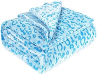 Leopard Blue Soft Blanket Couch Cozy Fleece Blankets Cute Small Blanket for Kids Teen Girls