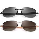 2 Pair Rimless Bifocal Reading Glasses UV400 Protection Sport Sunglasses Blue Light Blocking Lightweight Sun Readers for Unisex Men Women Outdoor Driving Safety Eyeglasses Tinted Lens Shades Eyewear