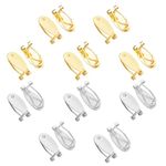 20PCS Fingernail Earring Post Backs, Hypoallergenic Clip Base Studs, Hinged Pads, Hardware Converters, and Flatback Stopper for Making Heavy, Bulk Native American Pierced Jewelry Findings(Gold,Silver)