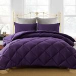 Decroom Lightweight Full Comforter Set with 2 Pillow Sham - 3 Pieces Set - Quilted Down Alternative Comforter/Duvet Insert for All Season - Purple - Full Size