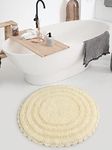 SASHAA WORLD Round Reversible Crochet Bath Mat, Super Absorbent 100% Cotton & Quick Dry Bath Rug for Bathroom Floor Mats (60 cm, Ivory)