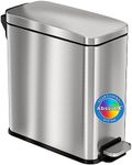 iTouchless SoftStep 3 Gallon Slim Bathroom Step Trash Can with Odor Filter & Removable Inner Bucket, 11 Liter Pedal Stainless Steel Small Garbage Bin for Home, Office, Bedroom, Business, Cubicle