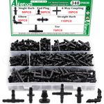 Aienxn 340PCS 1/4" Drip Irrigation Barbed Connectors Kit, Barbed Connectors Irrigation Fittings for Vegetable Garden Lawn Flower Pot Q-K1-042-BOX