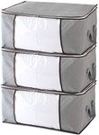 VLikeze Foldable Storage Bags, 84L Waterproof Anti-Mold Moisture Proof Large Capacity Thick Nonwoven Clothing Storage Bags for Comforters, Blankets, Bedding, Duvets, Clothes, Sweaters-Grey (3 packs)