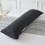 Pure Cotton Body Pillow Cover with Zipper, Soft Jersey Body Pillowcase Dark Grey, Long Breathable Body Pillow Case Cover, 20x60 Inch, Dark Grey