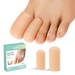 Welnove Gel Toe Cap and Protector - Silicone Toe Covers - Toe Cushions for Pain Relief, Missing or Ingrown Toenails, Corns, Calluses, Blisters (4 Large + 8 Medium, Beige)