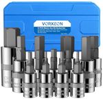 VORXEON 13Pcs Metric Allen Hex Bit Socket Set 2MM-14MM, 50BV30 CR-V Drive Socket and S2 Alloy Steel Bit with Storage Case, 3 Sizes 1/4 3/8 1/2 Inch