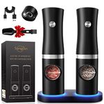 Sangcon Electric Salt and Pepper Grinder Set of 2, Automatic Salt Pepper Mill Grinder with Rechargeable Base LED Light, Adjustable Coarseness,One-Handed Operation, Refillable Spice Mill Shakers