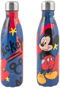 H&H Mickey Lifestyle - Botella térmica para niño, botella de acero inoxidable, decorada, 0,5 litros, hermética, sin BPA