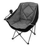 LANMOUNTAIN Oversized Folding Camping Chairs,Portable Heavy Duty Outdoor Padded Lawn Chair w/Phone Holder,Cup Holder Perfect for Adults Picnic,Parties,Picnics,and Beach Trips,Black