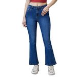 AKA CHIC Women's Boot Cut Fit Cotton Jeans (AKCB 1212 B_Dark Stone_36_Dark Stone_36)