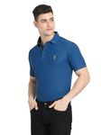 STELLERS Men's Golf Premium Polo T-Shirt | Wrinkle Free | Quick Dry | Soft and Feather Touch Feel | Regular Fit | Teal Blue | Large