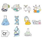 DOKLY 11 Pcs Science Enamel Pin Set for Kids Cute Kawaii Lab Enamel Pins Cartoon Scientist Science Pins Lapel Laboratory Alloy Enamel Brooch Pin for Badges Chemistry Bag Backpack Party Gift